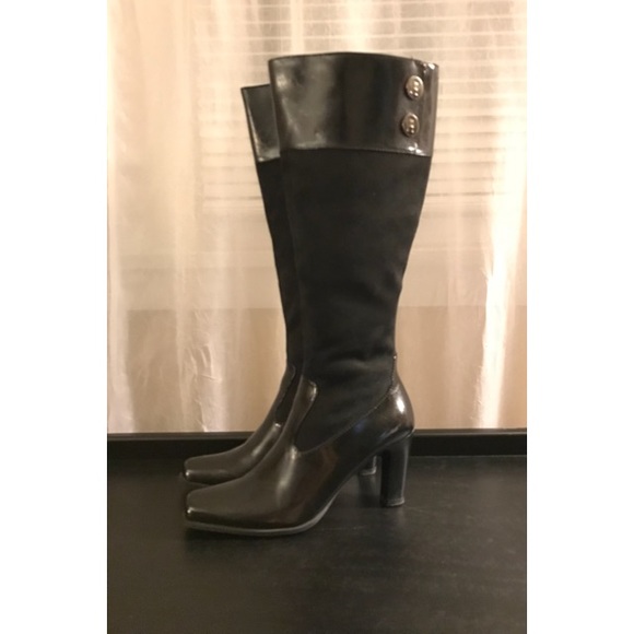 Etienne Aigner Shoes - ETIENNE AIGNER "Becky” Black Leather & Suede Boots